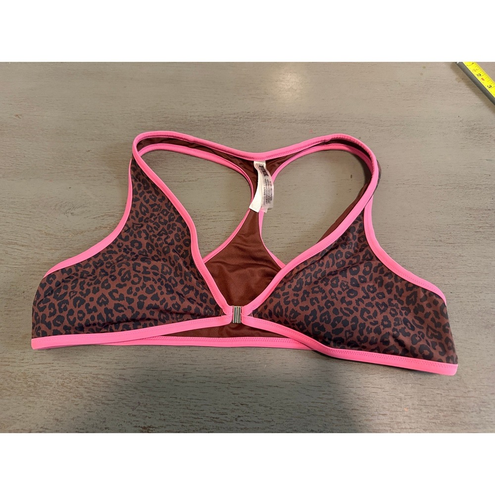 Victorias Secret PINK Leopard Print Racerback Bikini Top Brown Pink XL